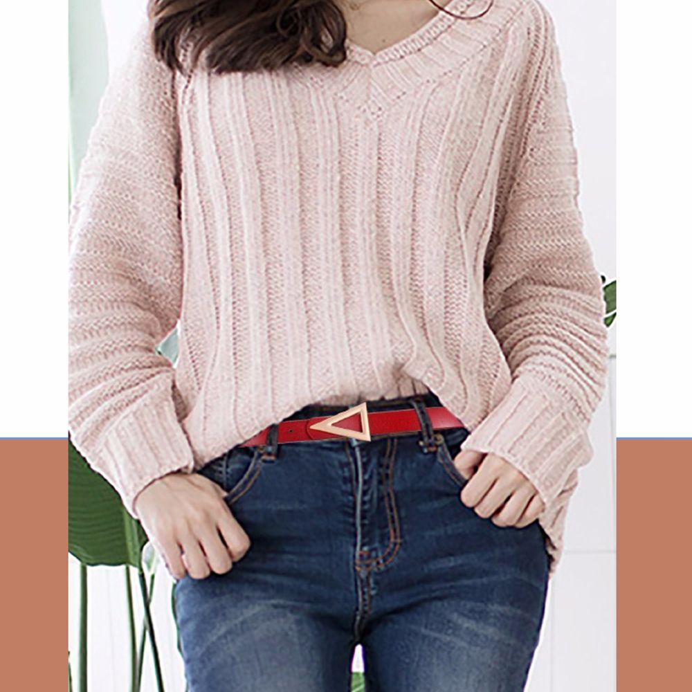 CABEZA Thắt Lưng Da PU Khoá Kim Loại Hình Tam Giác Phong Cách Vintage Hàn Quốc