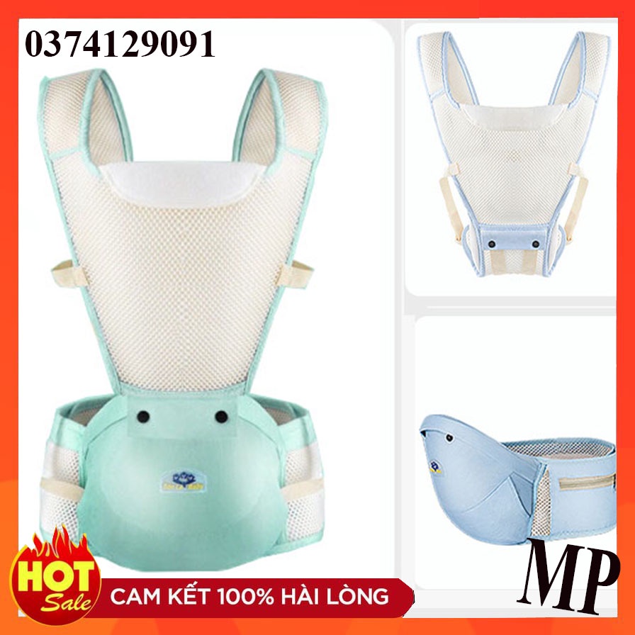 Địu lưới 3D thoáng khí Sanle từ 0-36 tháng, Địu em bé 6 tư thế đa năng chống gù lưng cao cấp thoáng khí bảo vệ xương bé