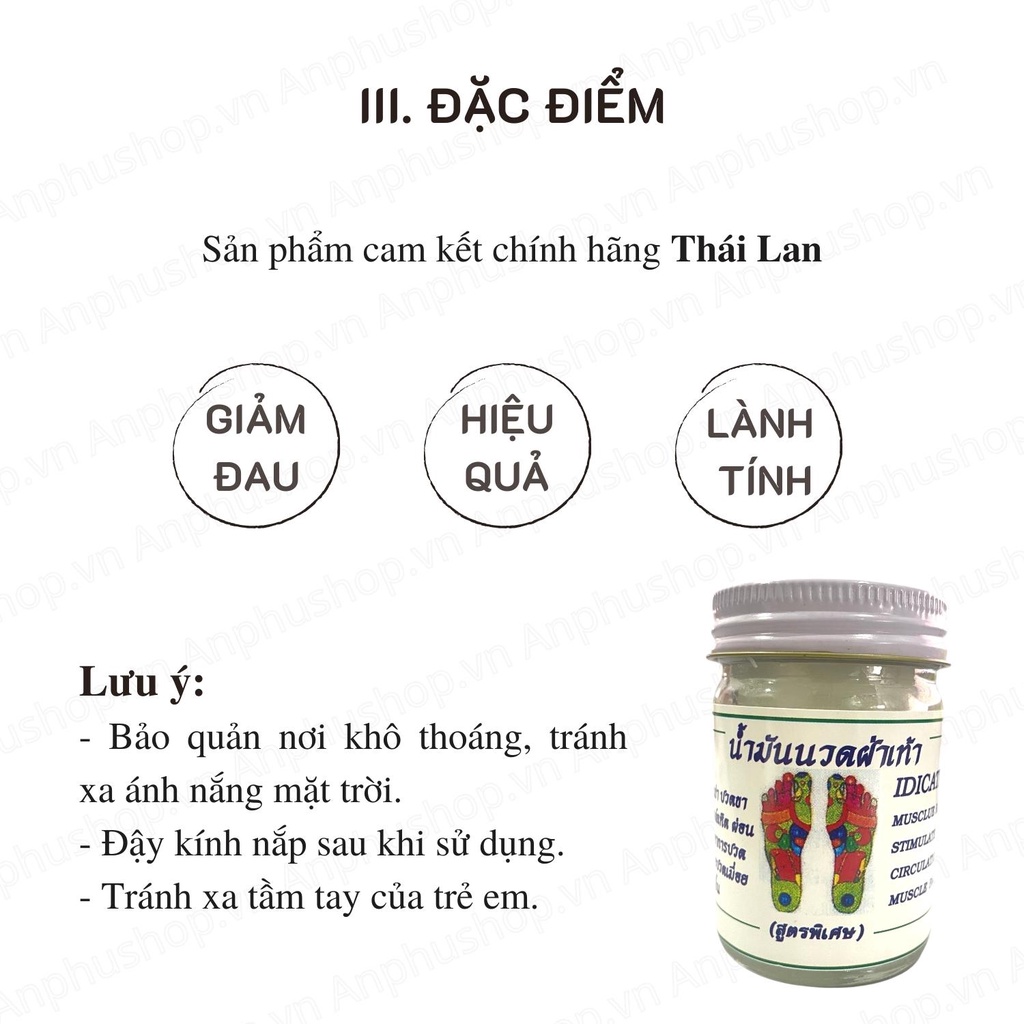 Dầu cù là trắng xoa bóp bàn chân Wang Boran Thái Lan 50gram - Sản phẩm chính hãng