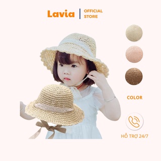 Nón cho bé gái mũ rộng vành Lavia từ 2-5 tuổi có dây ren xinh xắn đáng yêu phong cách Hàn Quốc