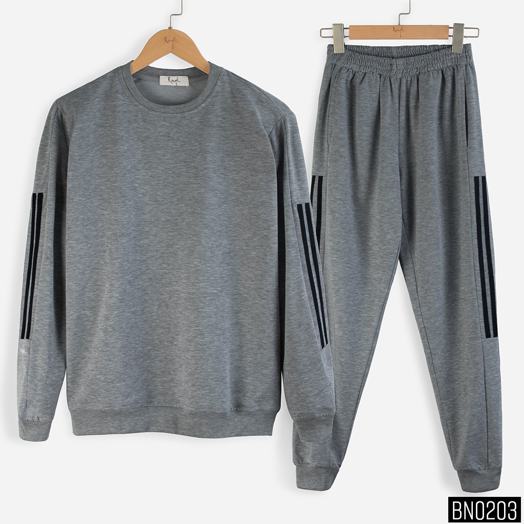 Bộ Nỉ Nam ROUGH Chất Nỉ Cao Cấp, 2 Sọc Thể Thao