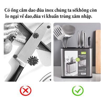 Ống cắm dao đũa inox 7 ngăn chất liệu inox không gỉ đáy có lỗ thông nước tránh vi khuẩn xâm nhập☀️TẶNG HỘP 30 GĂNG TAY☀️