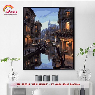 Tranh sơn dầu số hoá DIY tự vẽ - Mã PC0016 Cảnh đêm Venice - HaLa Store