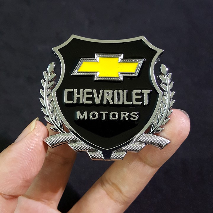 Bộ 2 miếng dán logo kim loại chữ CHEVROLET bông lúa