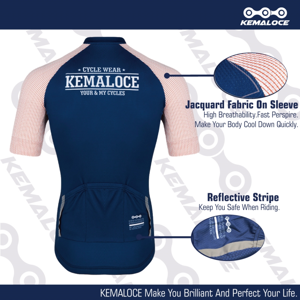 KEMALOCE 2021 Đội đua xe đạp màu xanh Bộ quần áo ngắn tay có đệm thoáng khí Đi xe đạp Mặc bộ quần áo xe đạp giá rẻ