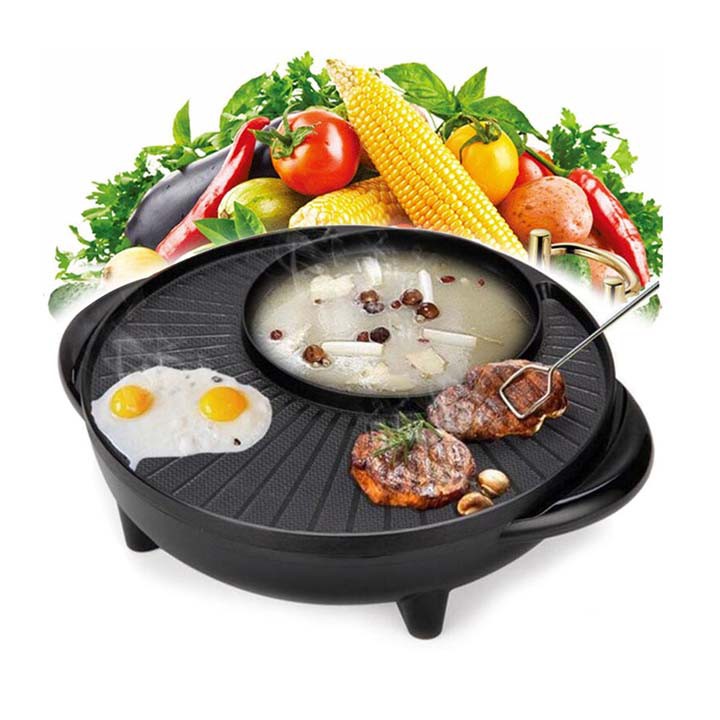 Bếp lẩu nướng BBQ tròn đa năng 2 in 1