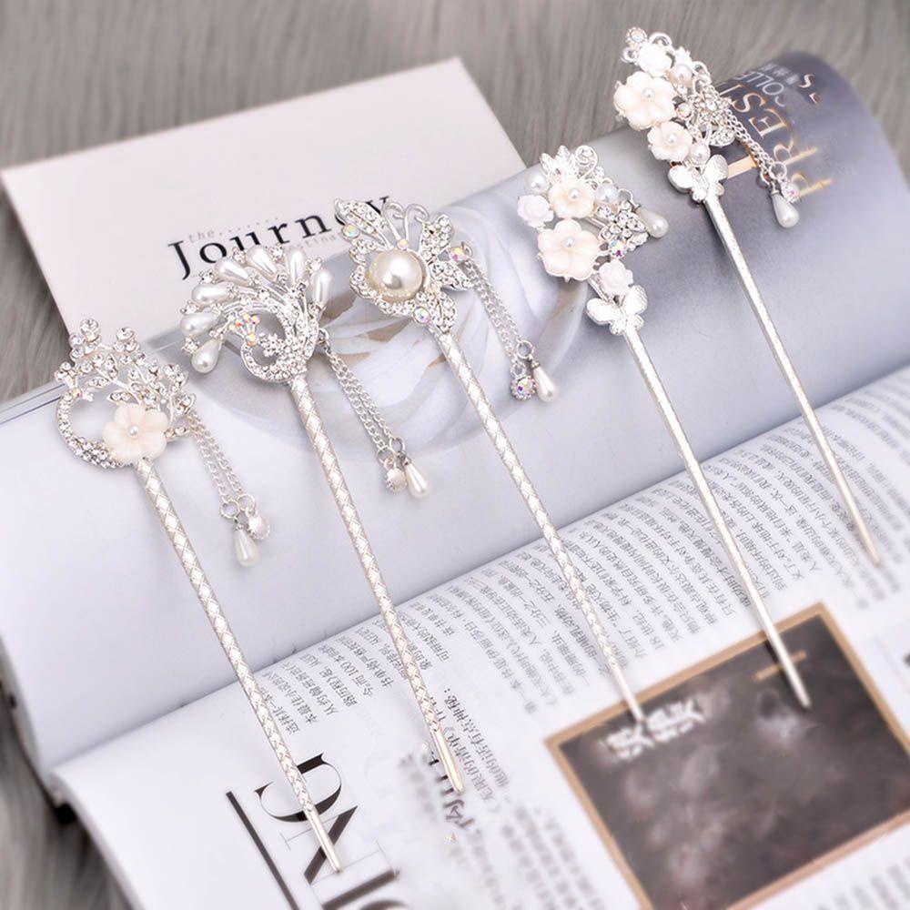 MIHAN1 Women Girls Chopstick Hair Sticks Flowers Hair Accessories Hairpin Ebony Tassel Retro Style Fashion Exquisite Handmade Hair Styling Tools