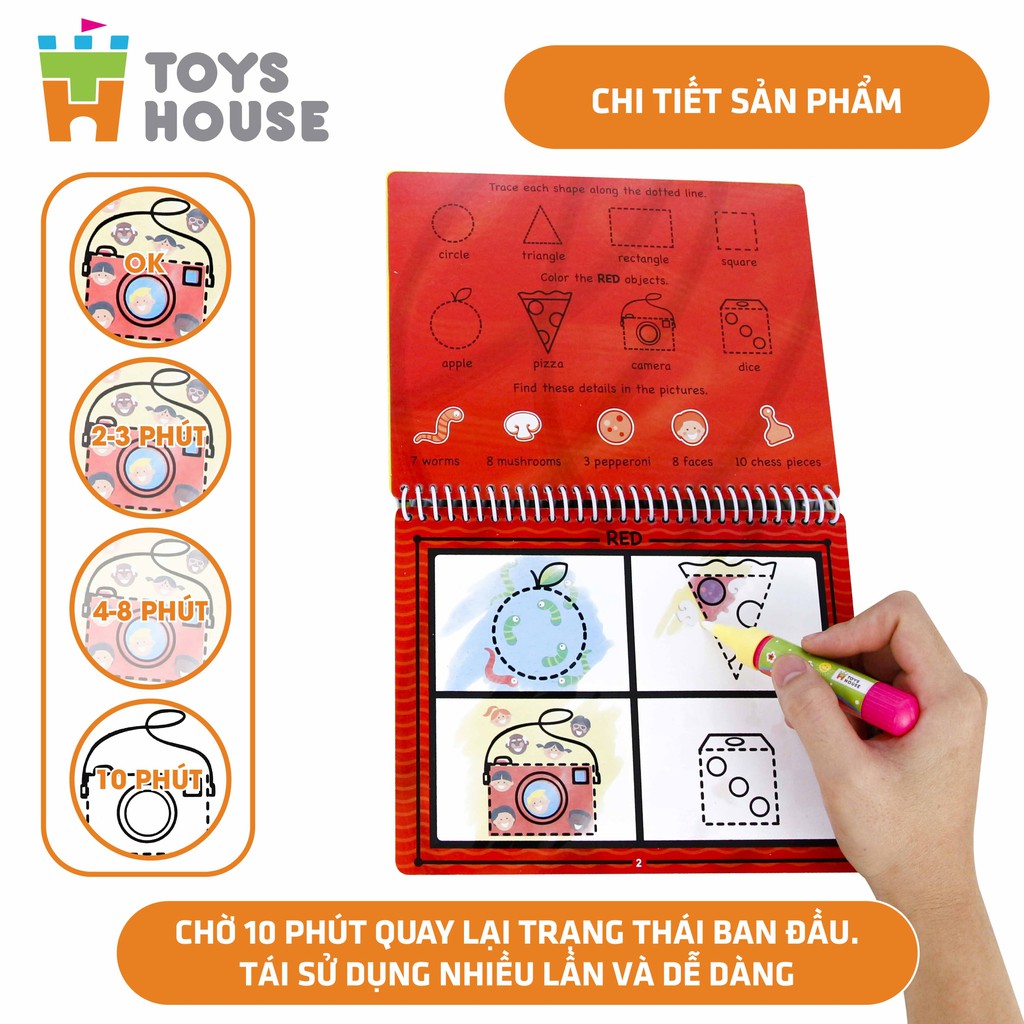 Sách nước tô màu ma thuật cho bé, tranh tô màu nước nhiều chủ đề ToysHouse giáo dục sớm cho trẻ, giúp phát triển kỹ năng