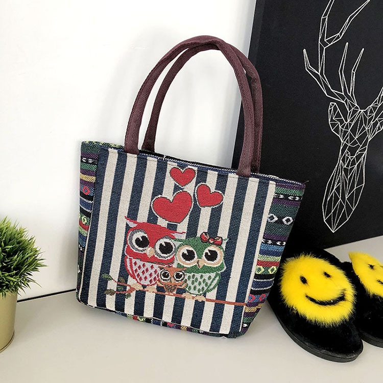 Túi xách thổ cẩm dân tộc , túi tote vải canvas - Có quai xách, có khóa kéo