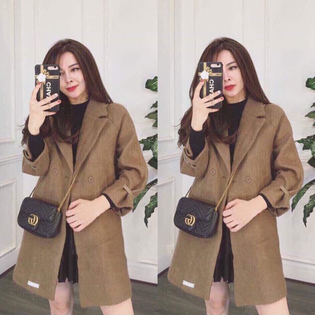 Khoác dạ kiểu vest form rộng dáng dài sang chảnh