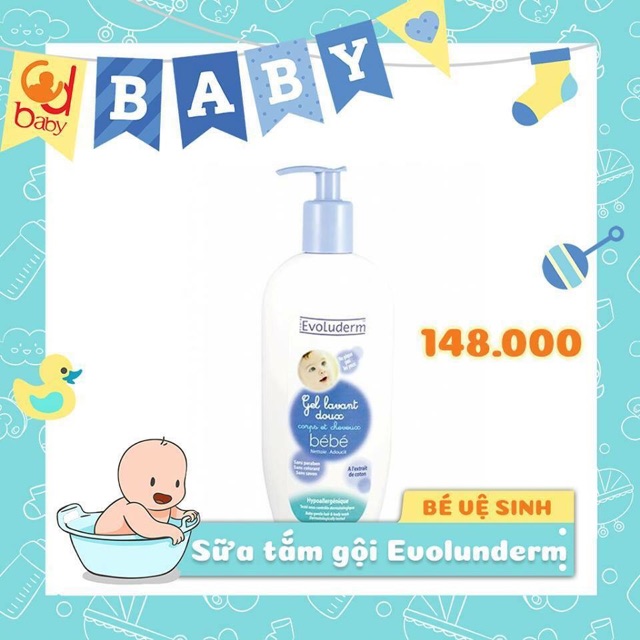 SỮA TẮM GỘI CHO BÉ EVOLUDERM PHÁP NHẬP KHẨU CHÍNH HÃNG