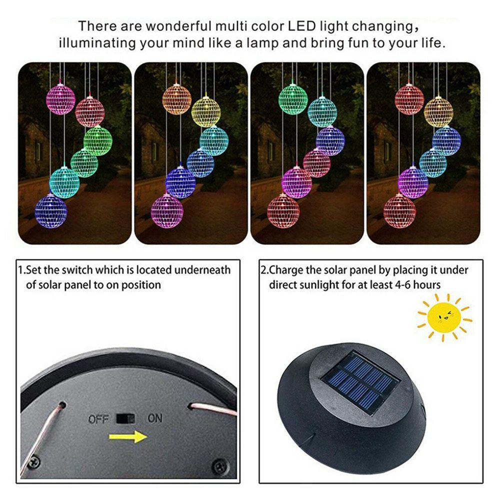 SUENIN Chuông Gió Đèn Led 6 Bóng Nhiều Màu Sắc Không Thấm Nước
