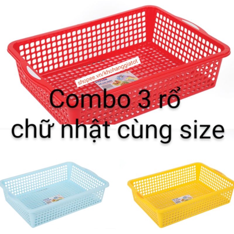COMBO 3 RỔ CHỮ NHẬT 3T4 DUY TÂN - KT 50*34*11,5CM