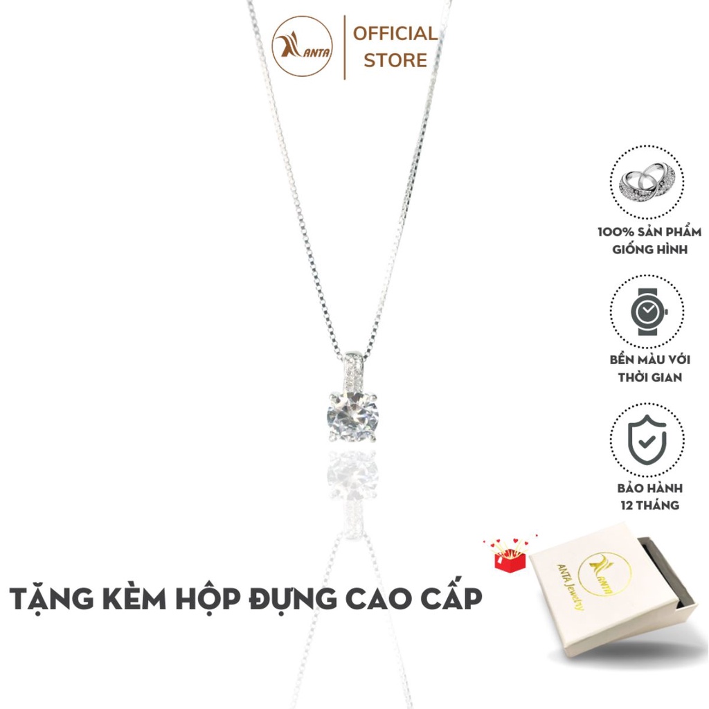 Dây chuyền bạc ATJ9069 cao cấp , vòng cổ mặt nụ đá tròn ANTA Jewelry