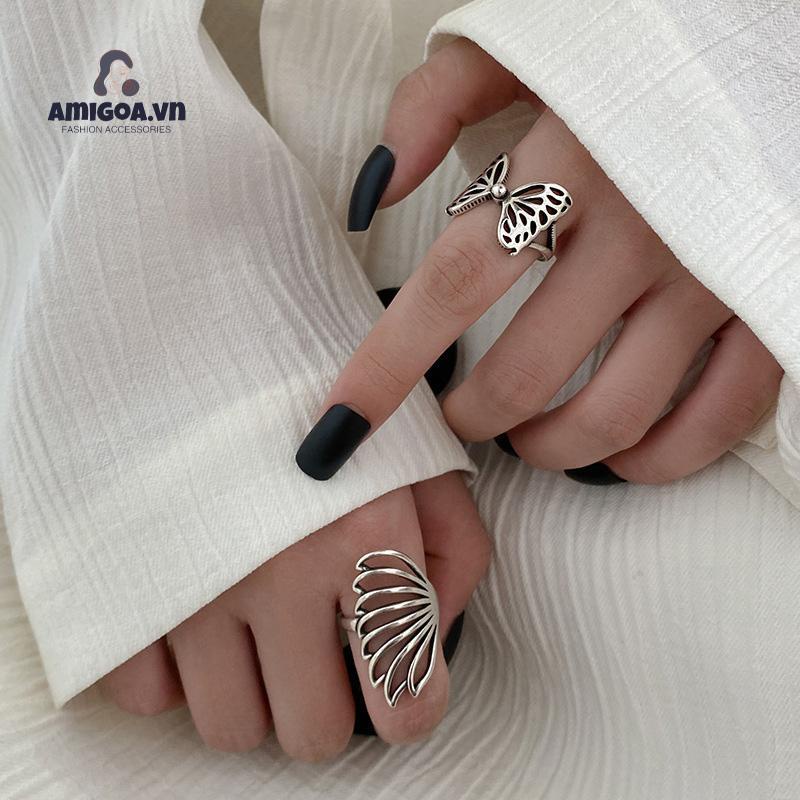 ✨✨Nhẫn hở hình bướm phong cách hip hop đường phố có thể điều chỉnh kích thước cho nữ