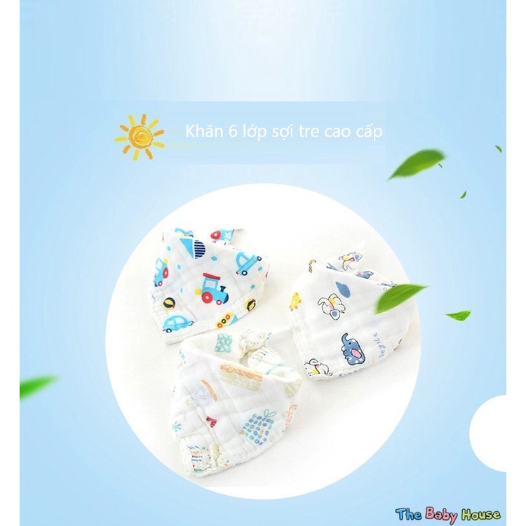 Khăn Quàng Cổ Cho Bé  𝐅𝐑𝐄𝐄𝐒𝐇𝐈𝐏 Khăn Yếm 6 Lớp Sợi Tre Họa Tiết Xinh Xắn Cho Bé