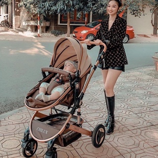 Xe đẩy CHILUX V1 6 cho bé MÀU NÂU ĐỒNG