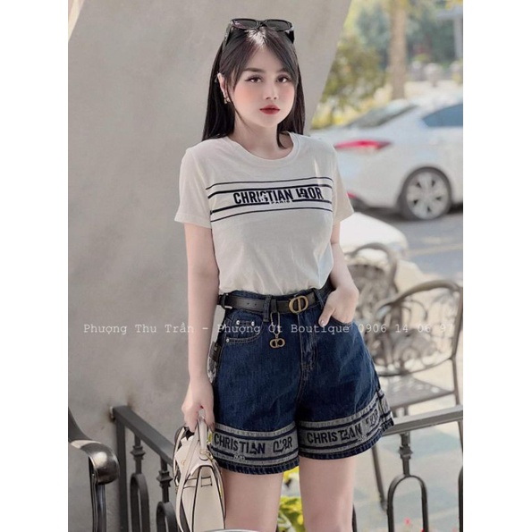 Quần sooc jean chữ gấu kèm đai hàng QCL1