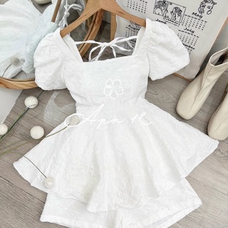 Set áo quần gấm hoa nổi