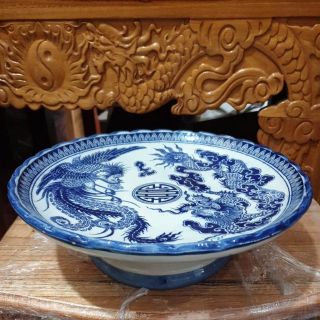 Đĩa trái cây sứ bát tràng cao 9cm