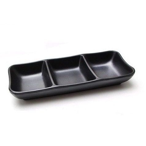 Khay chấm 2 ngăn, 3 ngăn đen nhám nhựa Melamine cao cấp