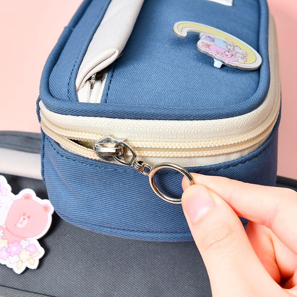 Túi Đựng Bút Bằng Vải Canvas Có Khóa Kéo Sức Chứa Lớn Dễ Thương