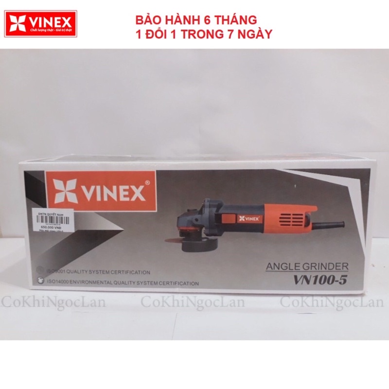 Máy Mài Góc, Máy Cắt Cầm Tay VINEX-VN100-5 "Tặng Chổi Than + Lưỡi Cắt Sắt"