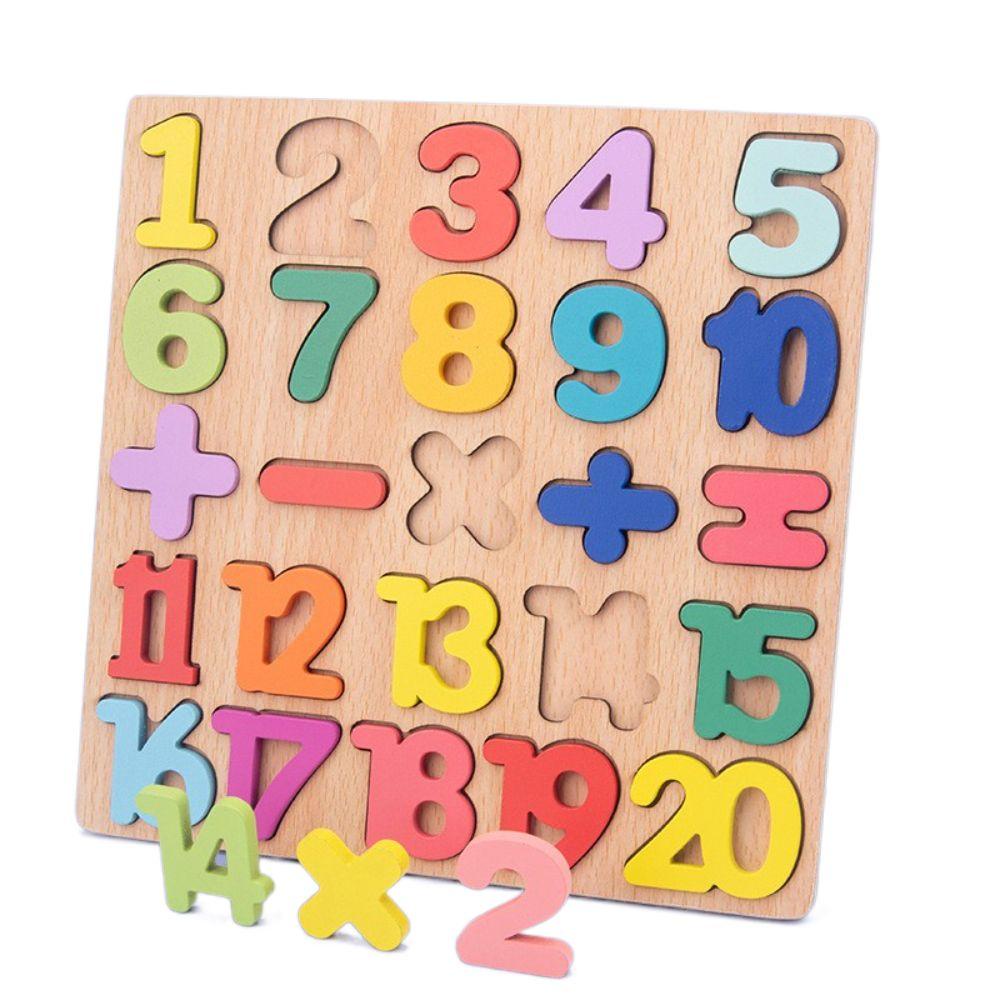 AARON1 Children Jigsaw Toys Wooden Preschool Alphabet Number Cognitive Building Block