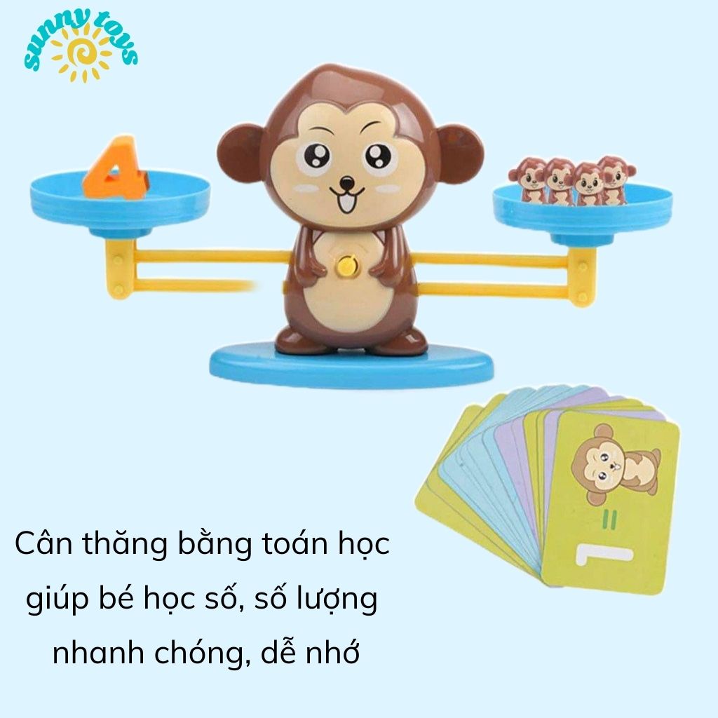 Cân thăng bằng hình ếch, khỉ- giúp trẻ em học toán và phép tính, đồ chơi thông mình phát triển trí tuệ SUNNYTOYS