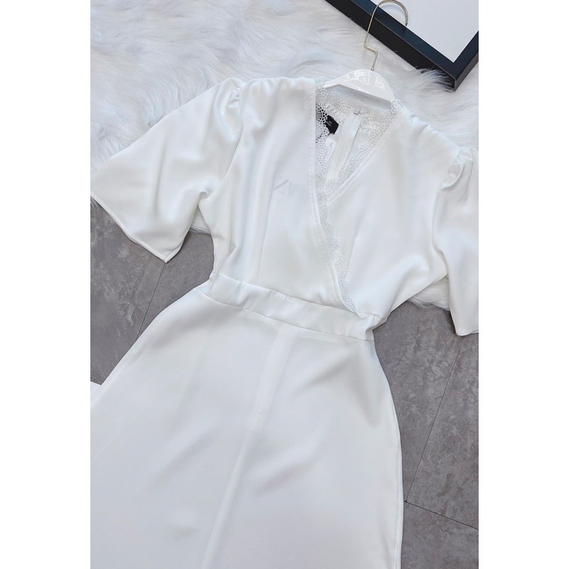 BÁN SỈ VÁY TRẮNG CỔ V PHỐI REN CHO NỮ | BigBuy360 - bigbuy360.vn