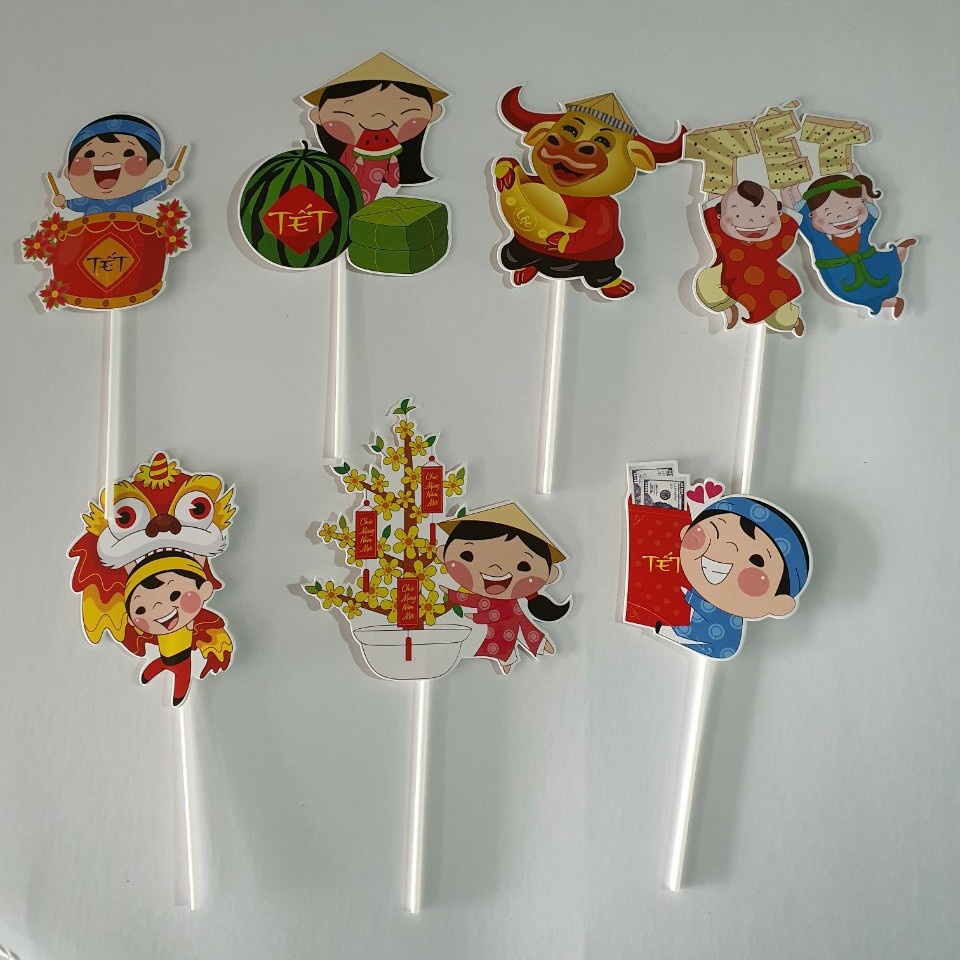 Set Que Trang Trí Tết - Phụ kiện bánh sinh nhật