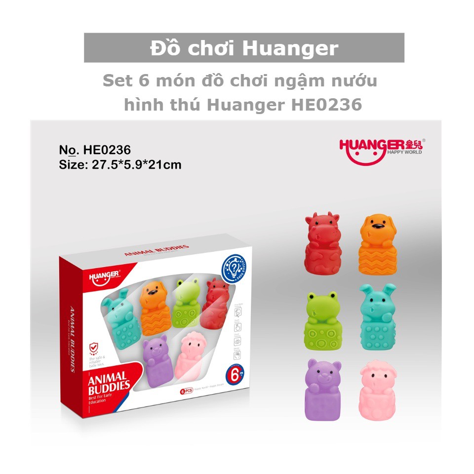 Set 6 món đồ chơi ngậm nướu hình thú Huanger HE0236