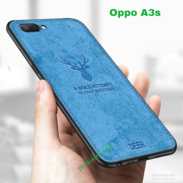 Ốp lưng Oppo A3s FREESHIP Từ 50k vải hình đầu hươu cao cấp
