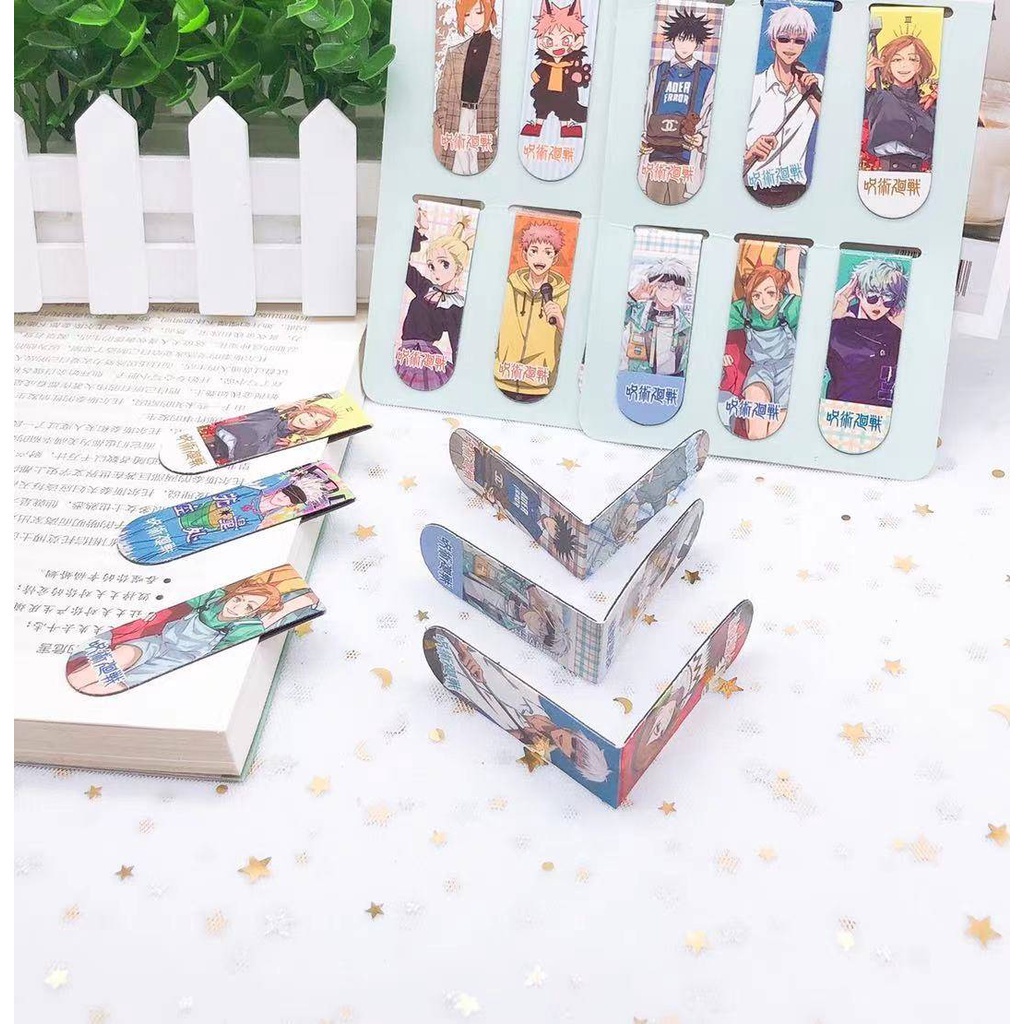 Bookmark Nam Châm  6Pcs/Pack Anime Jujutsu Kaisen Magnetic Bookmarks Gojou Satoru Nanami Kento Ryoumen Sukuna DIY Decoration Books mark Page Stationery Student Office Supply gift