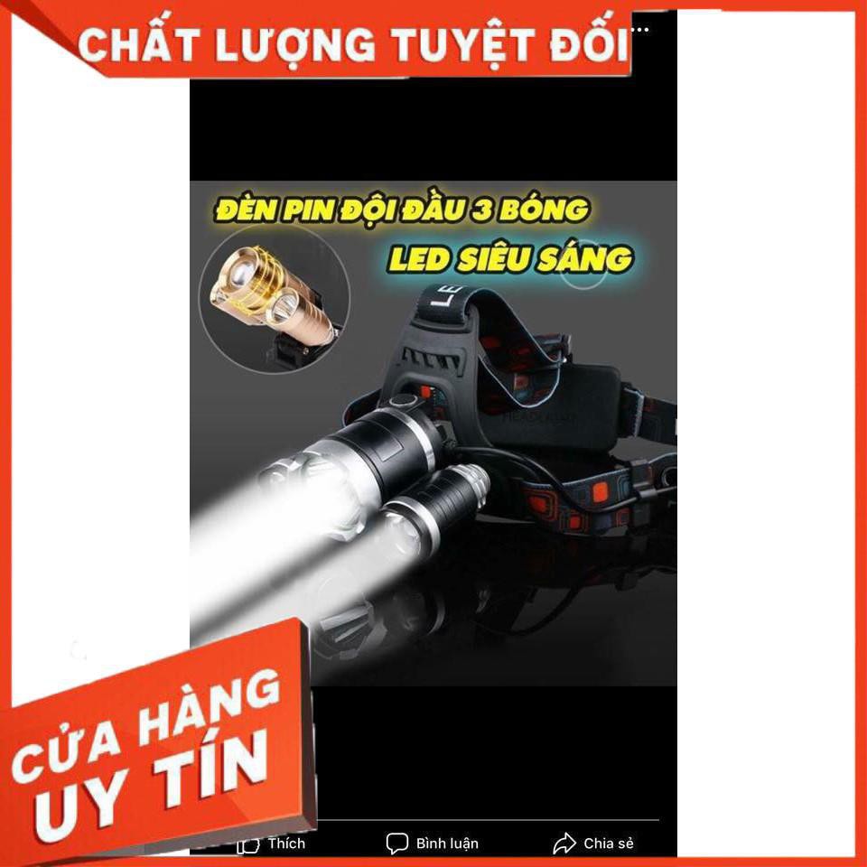 [XẢ KHO+FREE SHIP] Đèn đội đầu 3 bóng và 3 chế độ linh hoạt