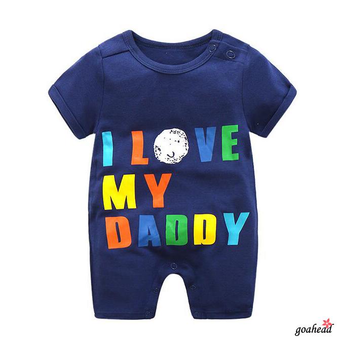 Áo Liền Quần Cổ Tròn Tay Ngắn In Chữ Cho Bé Gái