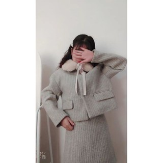 (SẴN) Set dạ cổ lông tiểu thư