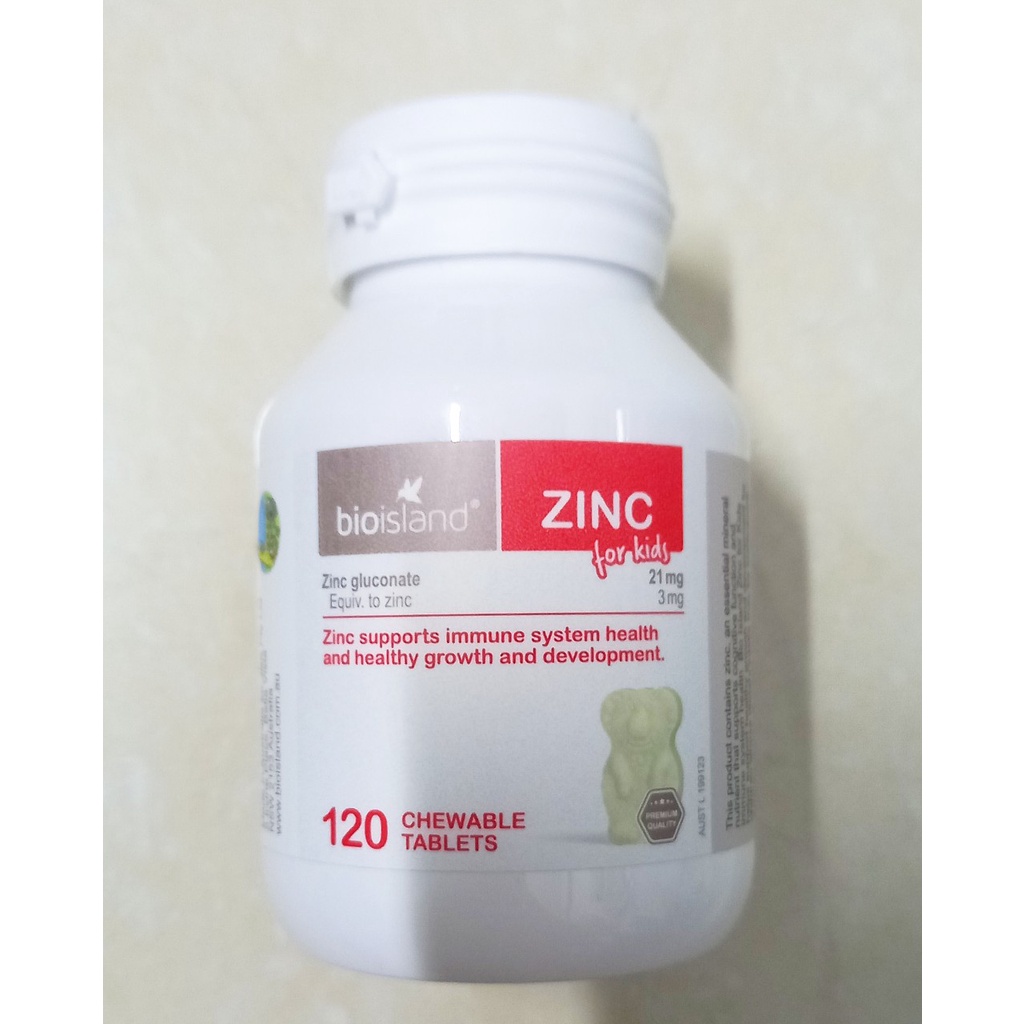 Viên nhai bổ sung Kẽm Bioisland Zinc 120 viên (Úc). Bổ sung kẽm giúp tăng cường tiêu hóa, trẻ ăn ngon hơn.