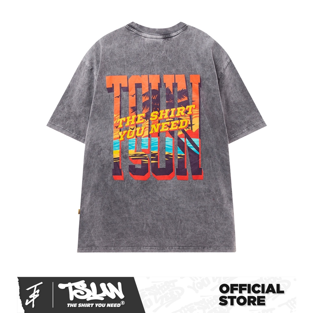 Áo thun TSUN Beachy Beachy Wash Tee - Xám - Unisex