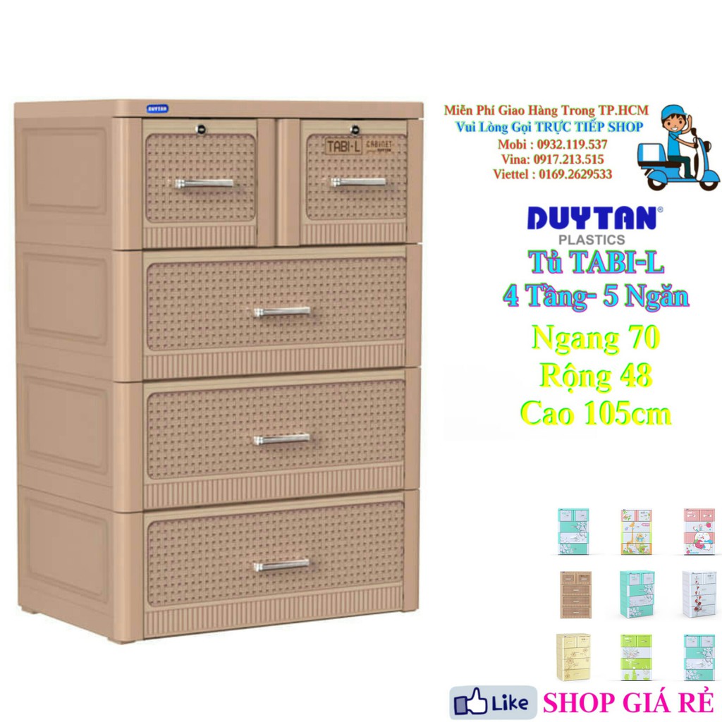 Tủ Nhựa Duy Tân TABI-L Nâu Đan ( 4 Tầng- 5 Ngăn )