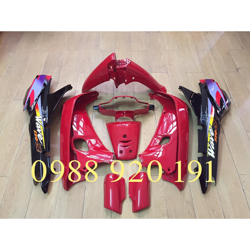 Full vỏ nhựa xe Wave Thái màu Đỏ phối Đen
