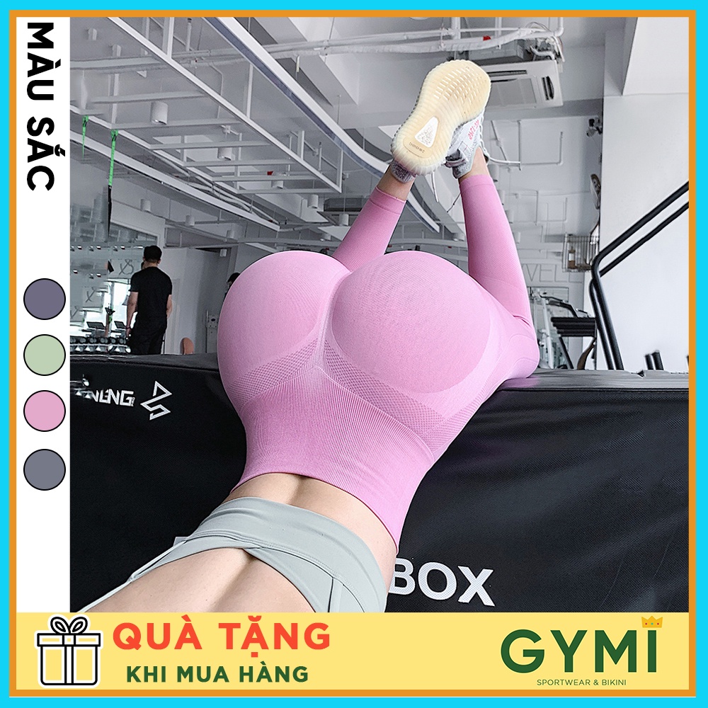 Quần tập gym yoga nữ chun mông GYMI QD37 dáng legging lưng cao nâng mông chất dệt dày dặn thể thao