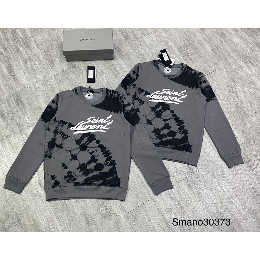 Áo nỉ nam chữ in Saint Laurent xám loang đen siêu hot