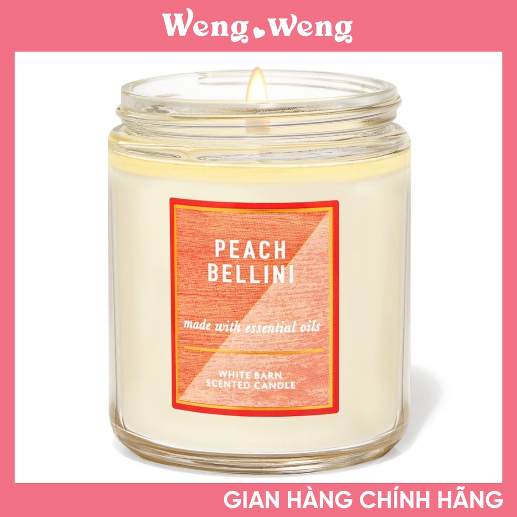 (1 bấc - 198gr) Nến Thơm Bath &amp; Body Works Scented Candle Peach Bellini