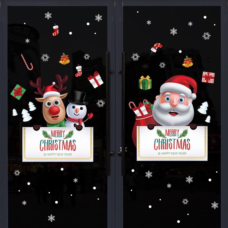 Decal dán tường Noel - giang sinh bảng trắng đón lễ