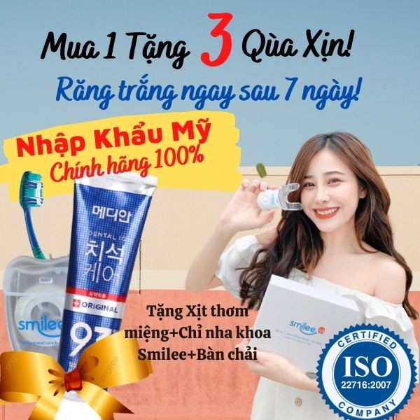 [Tặng 3 quà-Chính hãng] SMILEE MAX Tẩy trắng răng tại nhà sau 7-10 ngày, không Ê-An toàn men răng-NK Mỹ-ISO 22716 - 2007