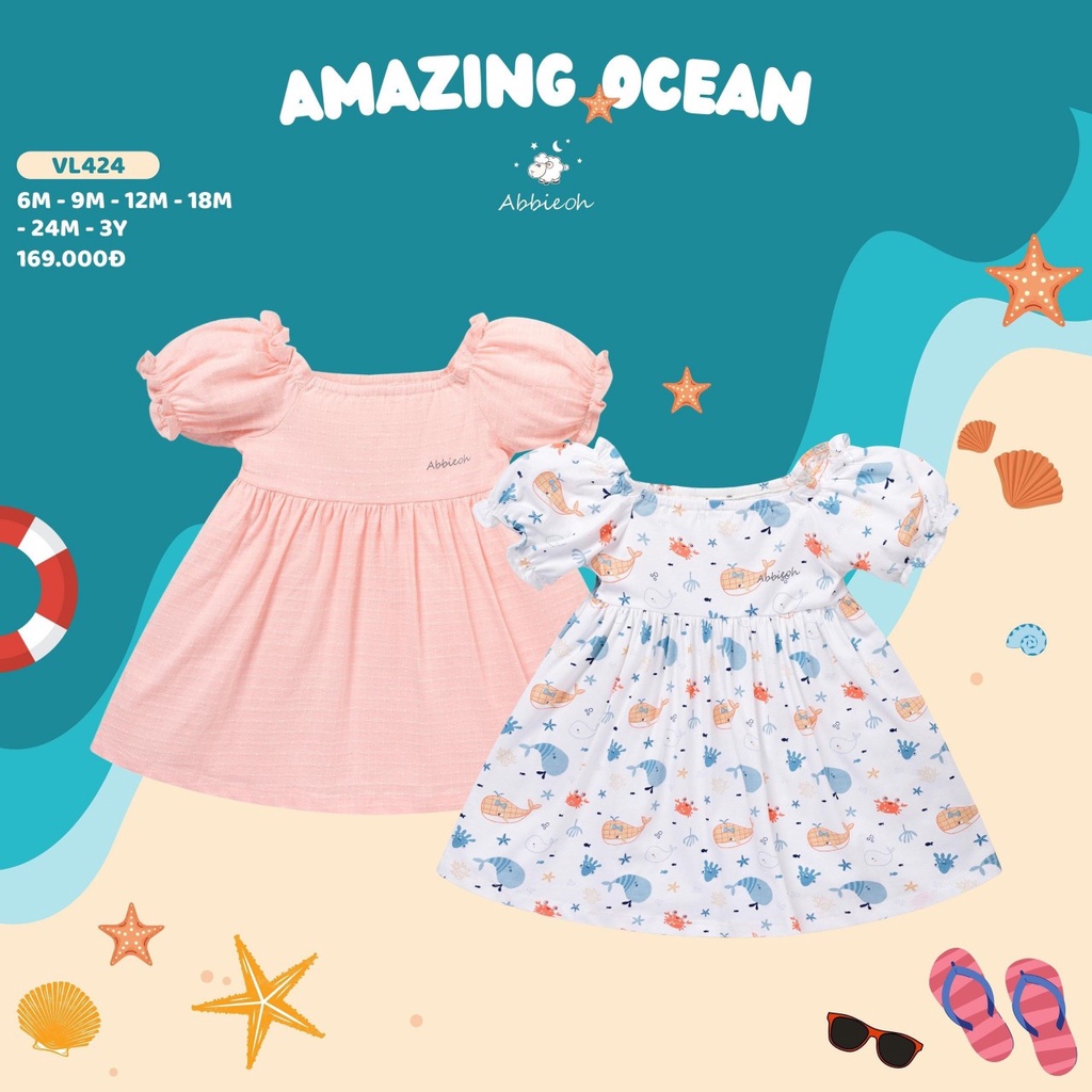 [new] váy cộc tay dáng xòe chính hãng abbieoh cho bé gái