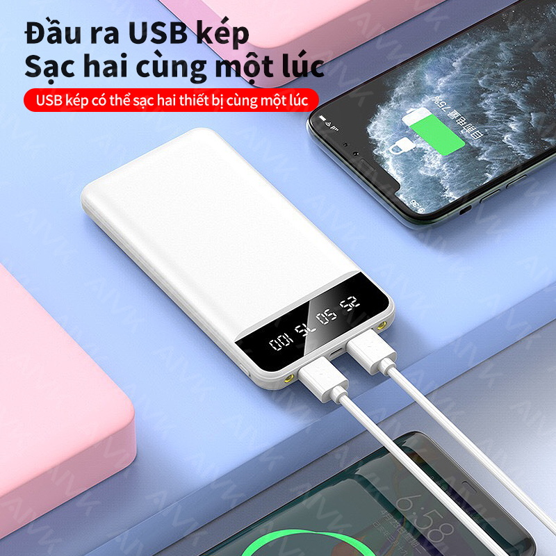 Sạc dự phòng Aivk Remax có màn hình led dung lượng 10000MAH cao cấp