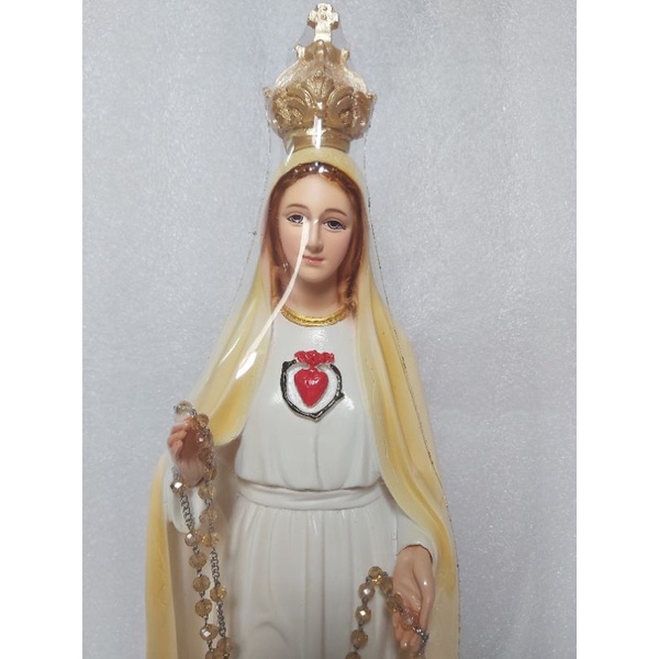 Tượng công giáo - Tượng Đức Mẹ Fatima mẫu xưa màu kem 45cm siêu rẻ