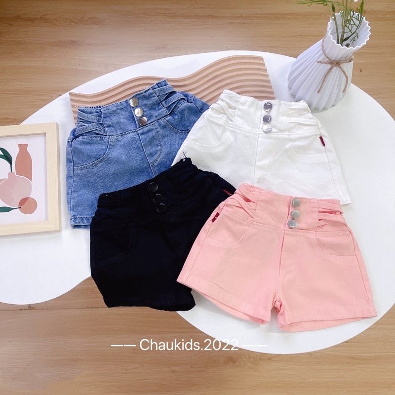 Quần short kaki bò dây rút cho bé gái size đại phong cách